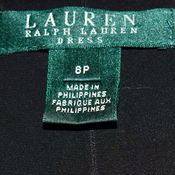 Lauren Ralph Lauren Petite Ruched Dress | Black & Red Geometric Print | 8P - Picture 5 of 5